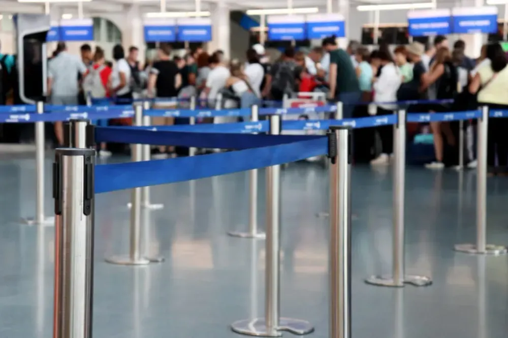 Long line at airport check in counters